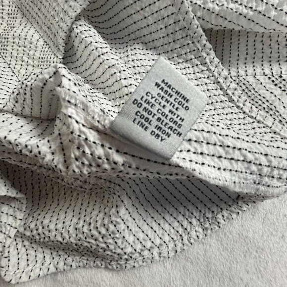 Habitat Womens Textured Button-Up Shirt Woven Stripe Pattern Black & White Small - Picture 7 of 8